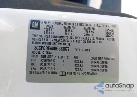 2011 Chevrolet Silverado 1500 Ls из США, поврежденный, VIN 3GCPCREA0BG233872